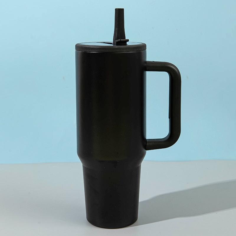 1pc 40oz Stainless Steel Insulated Tumbler with Handle, Leakproof Insulated Tumbler, Vacuum Mug with Lid and Straw, Double Wall Thermal Cup Keep Hot 12H/Cold 24H, Travel Coffee Tumbler for Car, Office, Gym, Great Gift for Women, Men, Friends