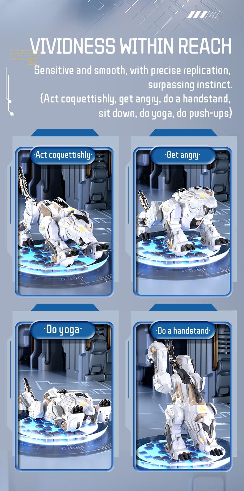 2.4GHz Electric Remote Control Tiger Toy, Smart Mechanical Pet, Dancing Storytelling Mimicry Inversion Programming, Interactive Educational Gift