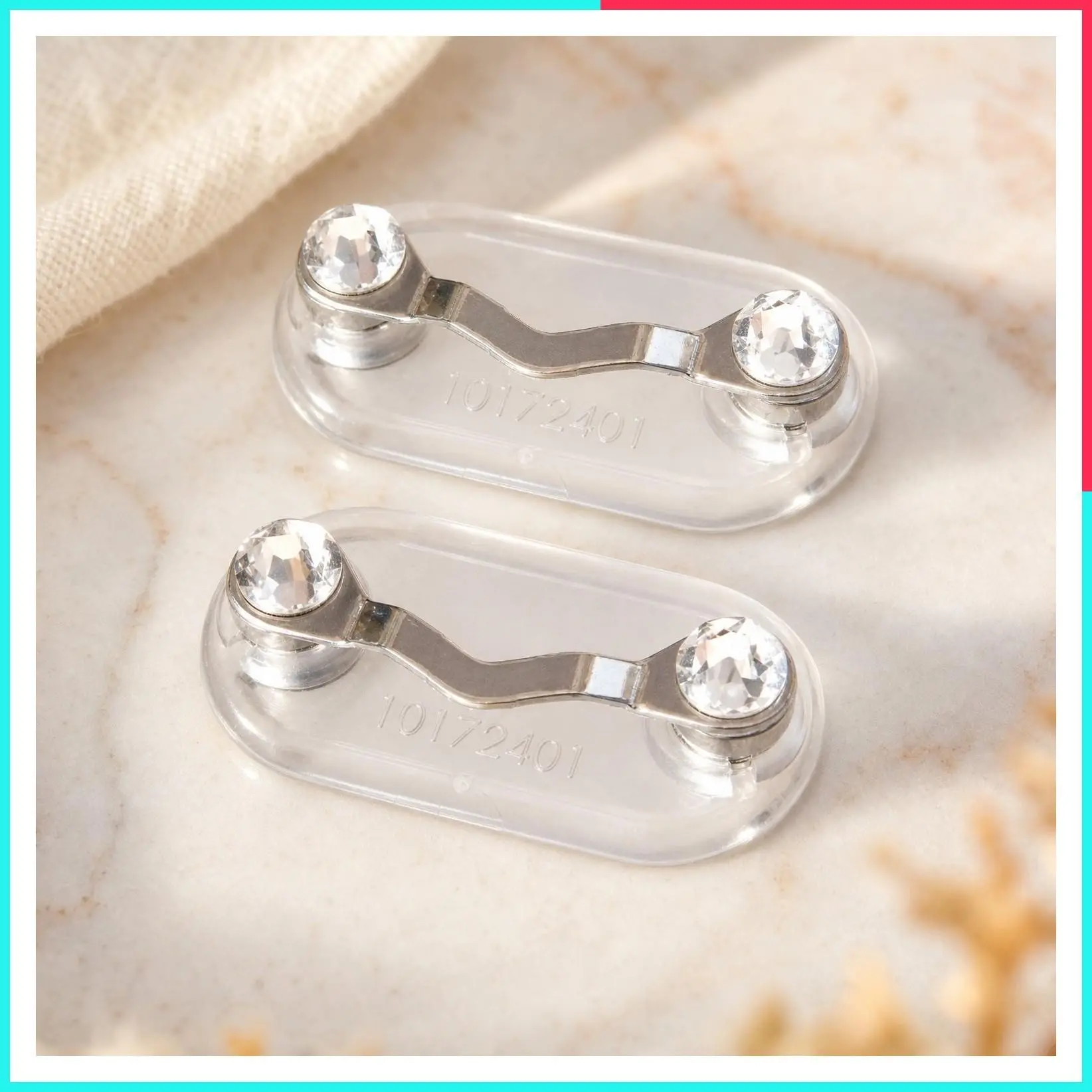Magnetic Eyeglass Holders (2 Pack) - Secure Clip for Readers, Sunglasses, Conference Badges, Stainless Steel with Crystals, Made in USA