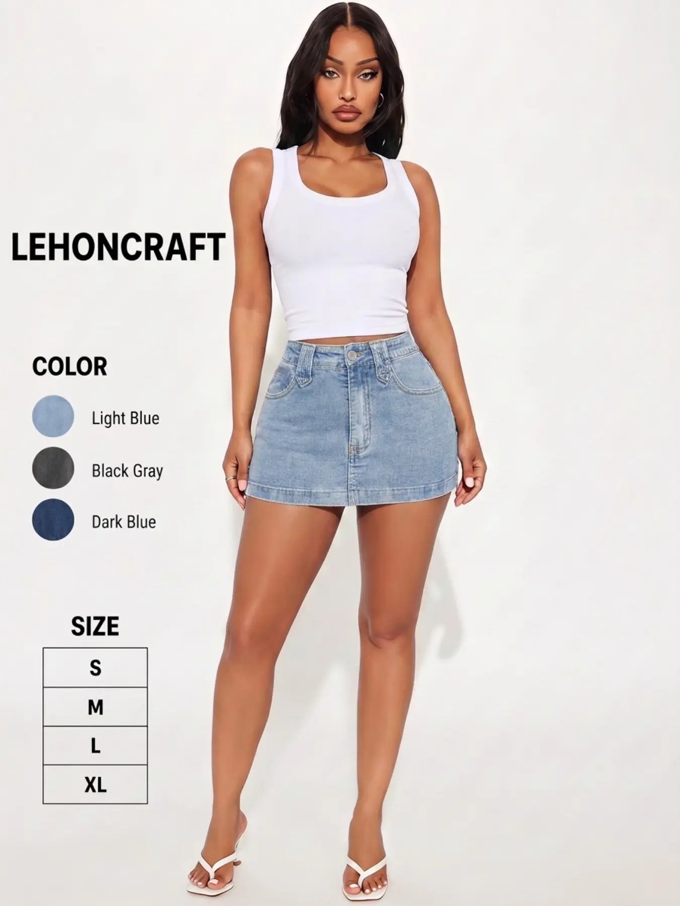 Vintage Blue Fit Denim Mini Jean Short Casual Fitted Skirt for Women - Casual Style, Regular Fit, Above Knee, Cotton Material, Multi Belt Loops, No Sheer Material Chic Womenswear Casual Fashion Skirt