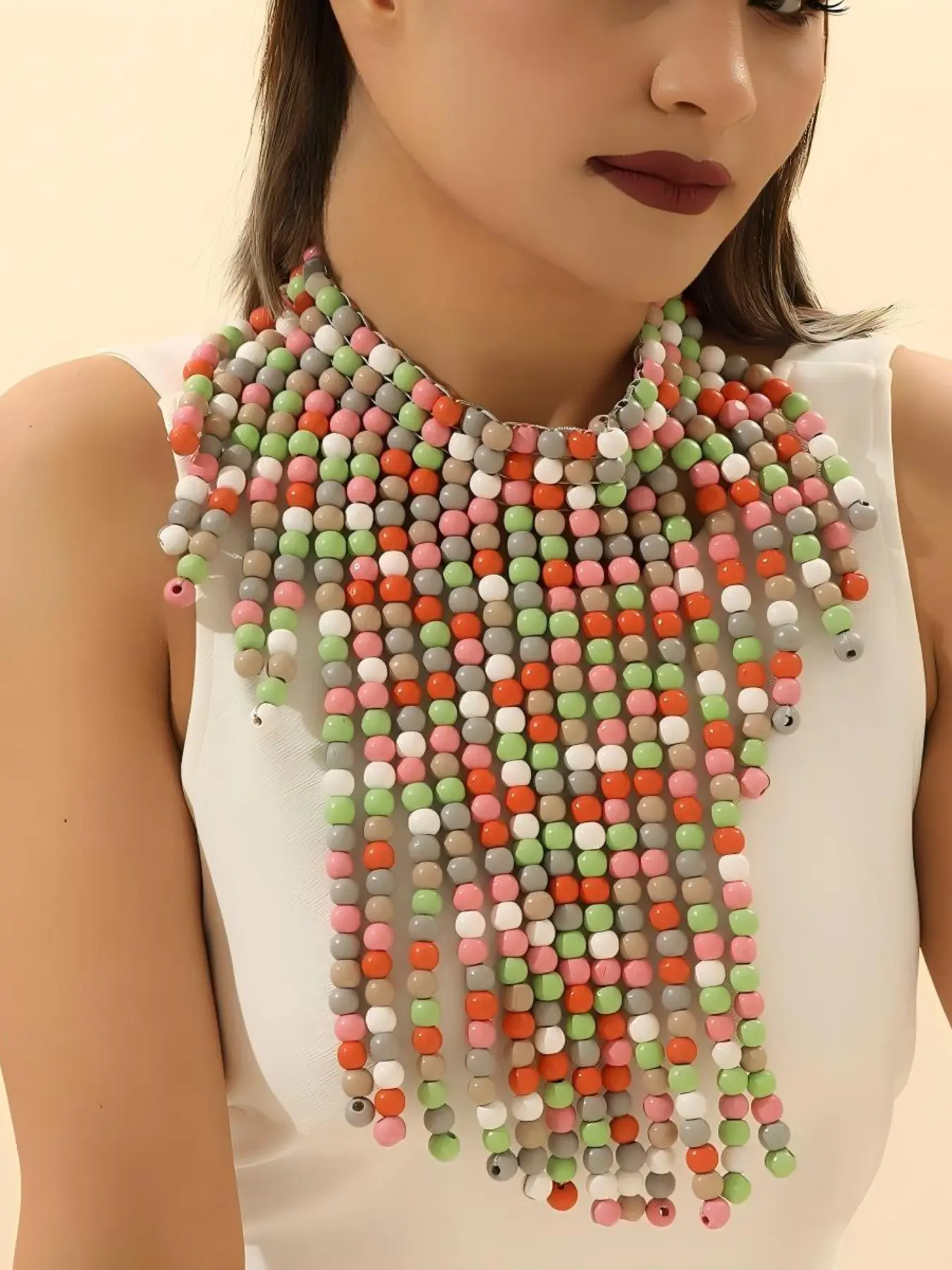 Handmade Multi-Layer Beaded Necklace, Bohemian Style, Boho Style Jewelry, Vintage Fashion, European and American Style, South Asian Style, Statement Jewelry