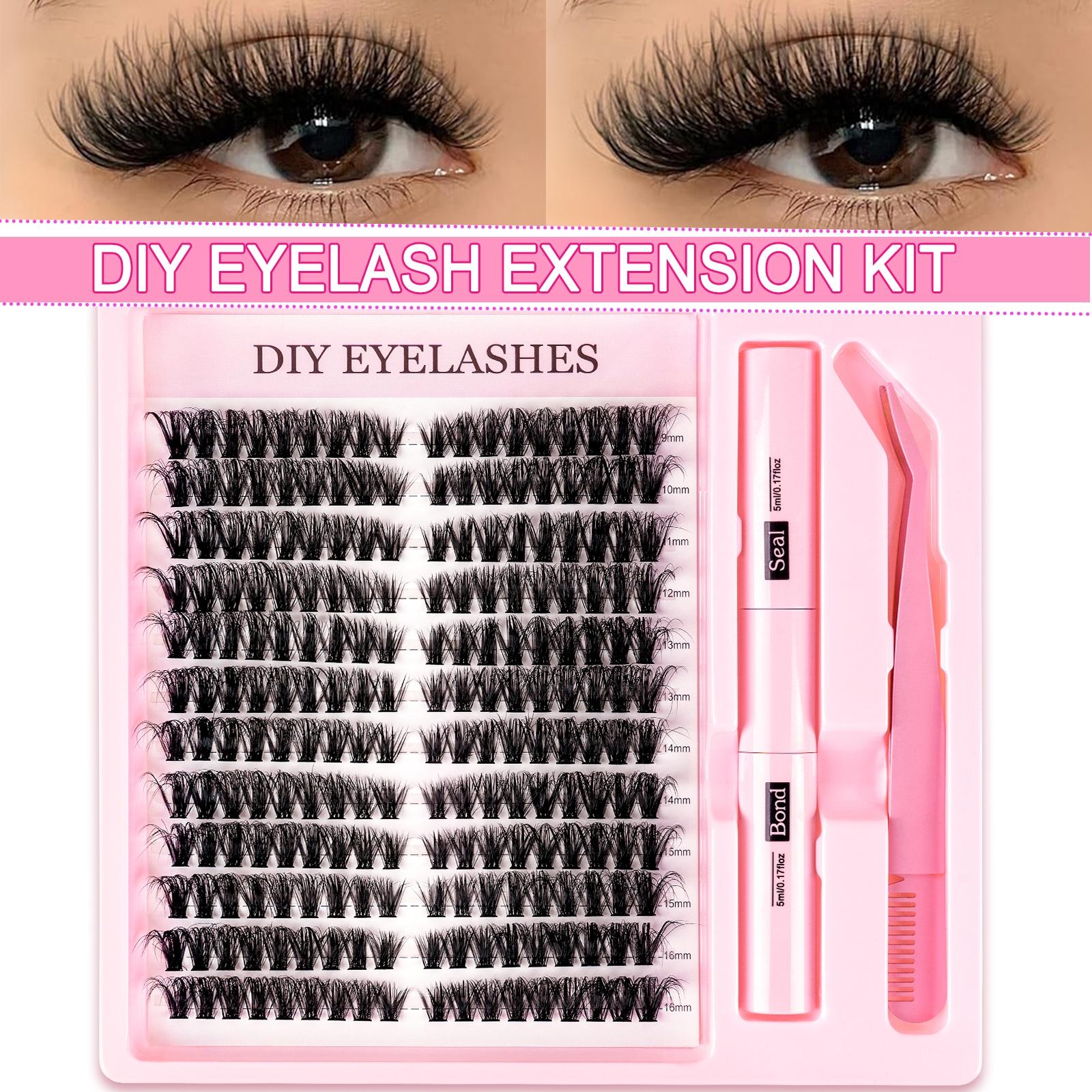 80D Eyelash Growth Kit, Independent Lashes with Dual Glue Tweezers, D Curl Mixed Lengths, Non-Toxic, Easy Application, Perfect for Home Makeup