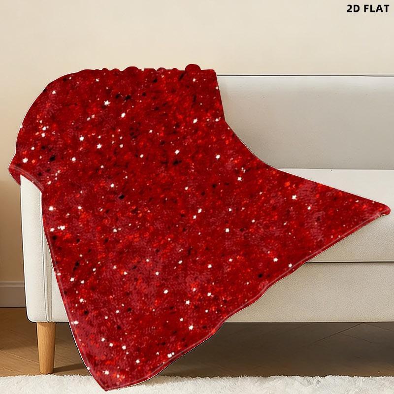 Sparkling Red Speckled Throw Blanket, Single - sided Printed, Multiple Specifications Available, Glittery Fabric Material, Ideal for Nap/Relaxation Scenes, Eye - catching & Vibrant Design