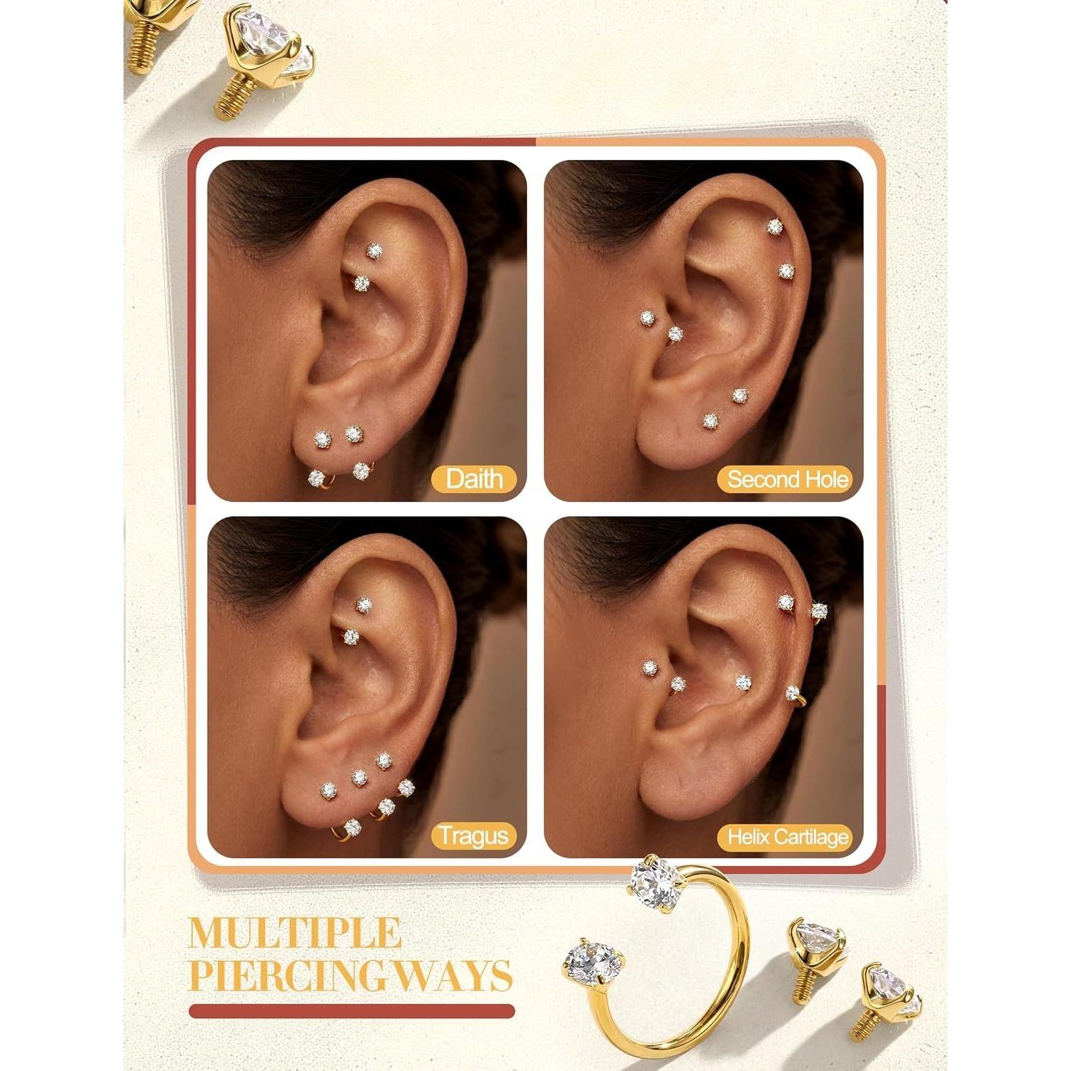 8Pcs Hypoallergenic Steel Horseshoe Septum for Men Women, 7/8/10/12mm 18G Gold Silver Hoops, Body Piercing Jewelry, multi-use cartilage tragus daith lip piercing jewelry, great for daily wear, parties, festivals & holiday birthday gifts