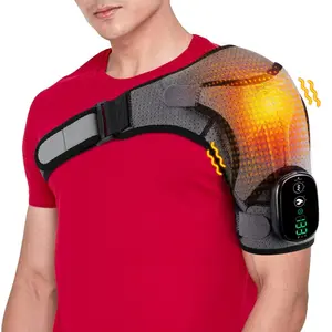Electric Shoulder Heating Pad Vibration Muscle Relaxation Belt Hot Massager Neck Support Stand, New Lithium Ion Battery Included