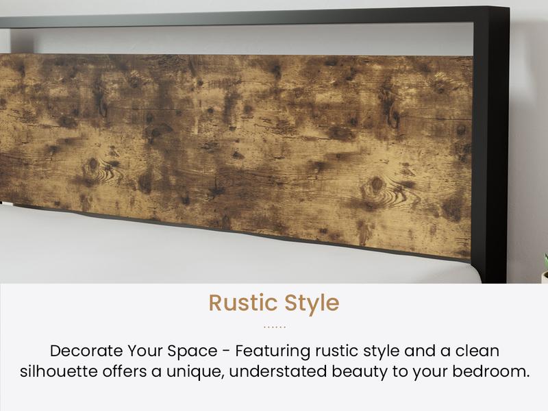 SHA CERLIN Bed Frame with Wooden Headboard,【Frame Only No Mattress】 Heavy Duty Metal Platform Bed, Single Platform Bed for Kids, No Box Spring Needed,Rustic Brown#ChristmasGifts#TikTokShopBlackFriday