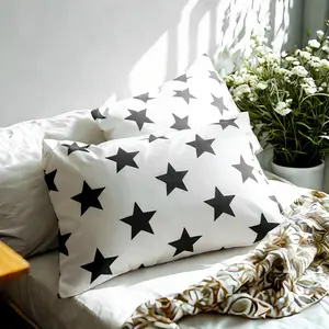 2 Soft brushed microfiber pillowcases, black and white pattern, envelope sealing