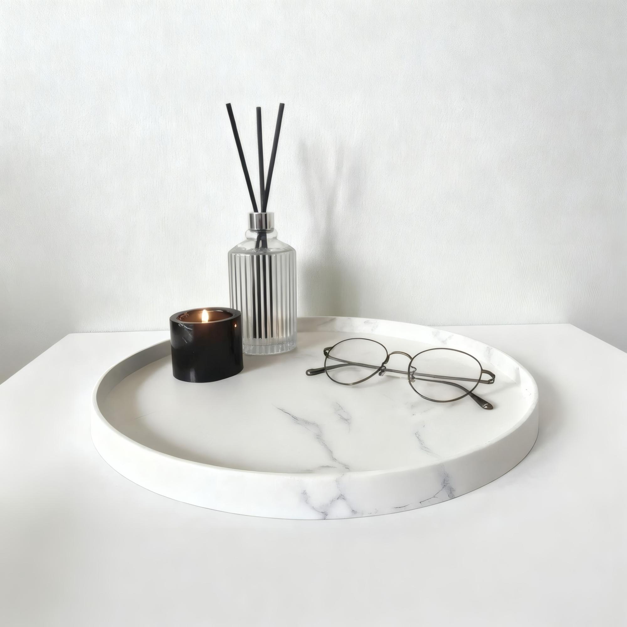 1 Set Marble Silicone Tray - Elegant Display for Perfume, Candles & Home Decor (S+M+L)