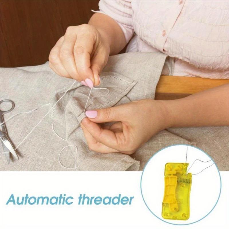 Lemon Yellow Automatic Needle Threader - Ergonomic Design with Sharp Metal Tip for Quick & Easy Threading, DIY Sewing & Crafting Tool for Beginners & Experts, Durable Sewing Supplies, Needle Threader Tool