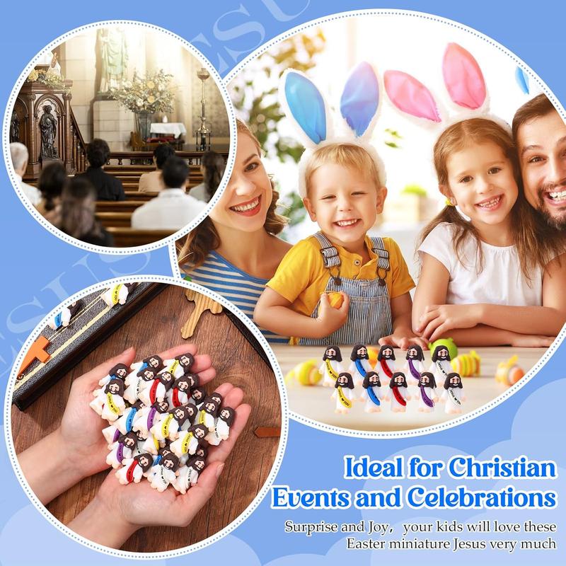 60pcs Mini Jesus Figures Jesus Love You Mini Rubber Toys to Hide and Seek Religious Party Favors Sunday School Baptism Gifts(Lively Colors)