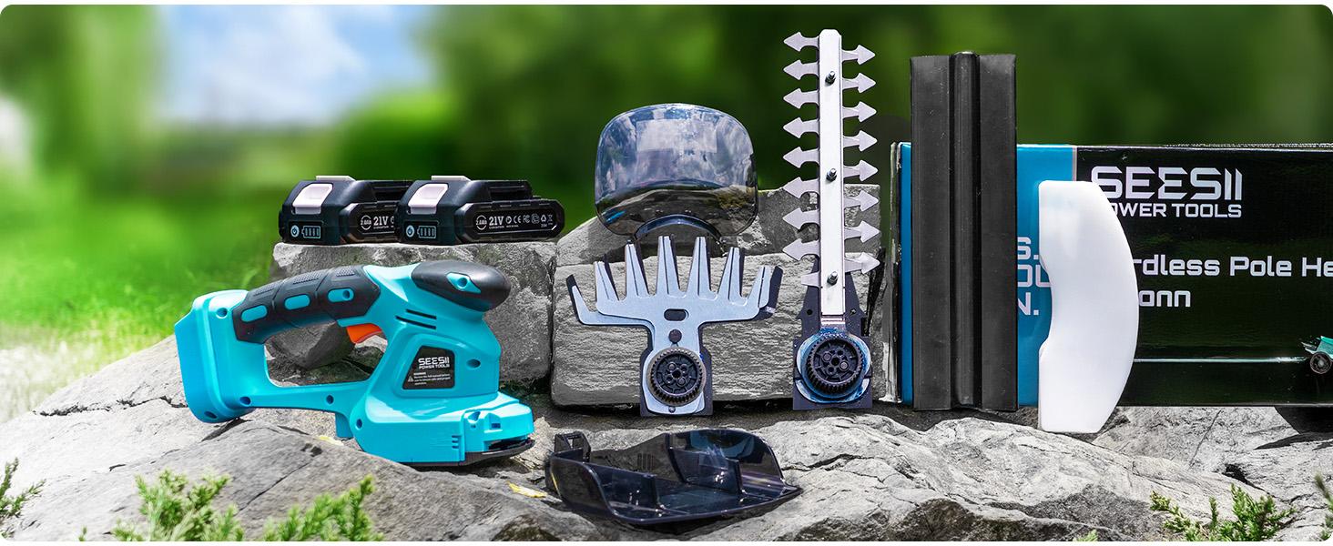 2-in-1 Brushless Hedge Trimmers, SEESII Cordless Grass Shears with Dual 2.0 Ah Batteries, 6" Electric Bush Shrub Trimmer with Dual Action Blade, Handheld Grass Cutter for Yard Garden, Lawn Pruning HT100 #TikTokShopBlackFriday 2-in-1 Brushless Hedge Trimmers, SEESII Cordless Grass Shears with Dual 2.0 Ah Batteries, 6" Electric Bush Shrub Trimmer with Dual Action Blade, Handheld Grass Cutter for Yard Garden, Lawn Pruning HT100 #TikTokShopBlackFriday