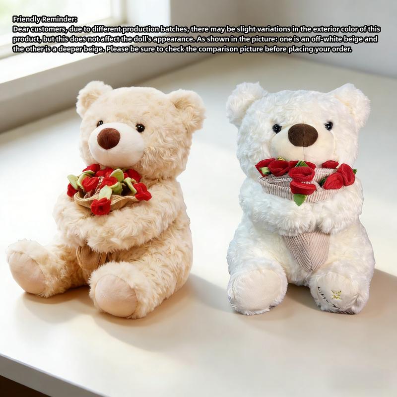 1PC Plush Cuddly Teddy Bear/Little White Sheep with Red Rose Bouquet - Soft Stuffed Animal Toy, an ideal gift for Valentine's Day, Mother's Day, anniversaries, birthdays and romantic occasions