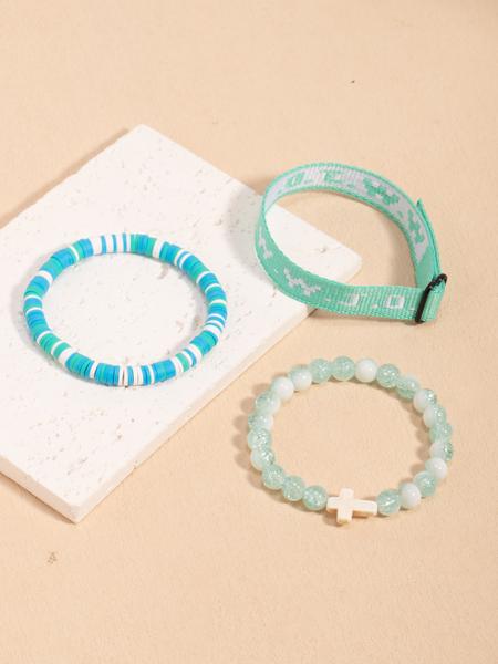 WWJD Letter Beaded Bracelet, Fashionable Cross Charm Decor Beaded Bracelet for Women & Men, Trendy Fashionable Accessories, Trendy All-match & Exquisite Jewelry for Birthday Gift, Religious Jewelry Gift