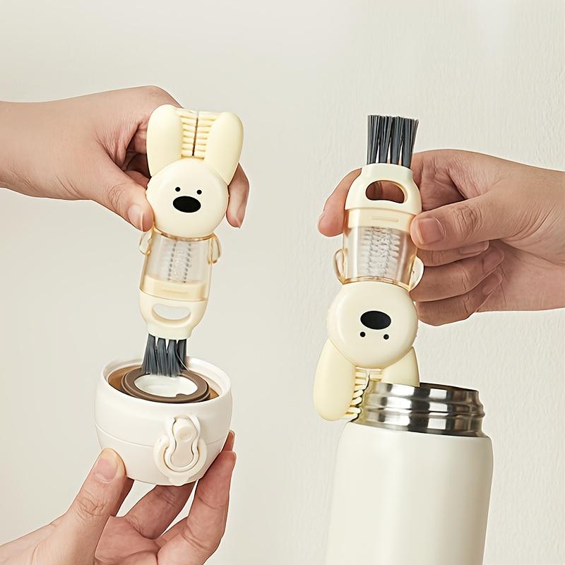 1pc Rabbit-Themed 4-in-1 Multifunctional Cleaning Brush - Plastic, Reusable with Handle for Kitchen, Cup, Bathtub, and Bottle Cleaning, Gap Detailing, No Electricity Needed, Bottle Cleaner Brus