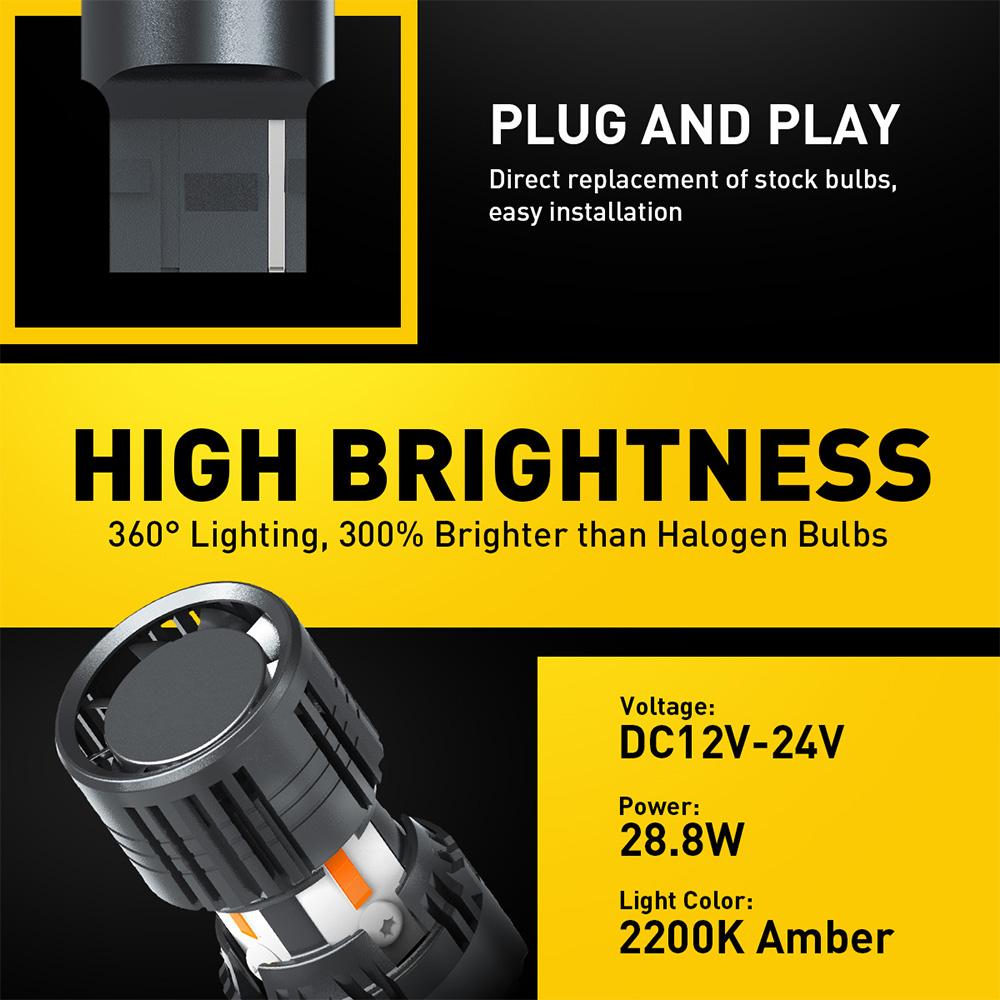 AUXITO 7440 LED Bulb Amber Yellow Turn Signal Light Bulbs, 7443 7444 7441 Auto Bulb With Build-in Load Resistor CANBUS Error Free Pack of 2 AUXITO 7440 LED Bulb Amber Yellow Turn Signal Light Bulbs, 7443 7444 7441 Auto Bulb With Build-in Load Resistor CANBUS Error Free Pack of 2