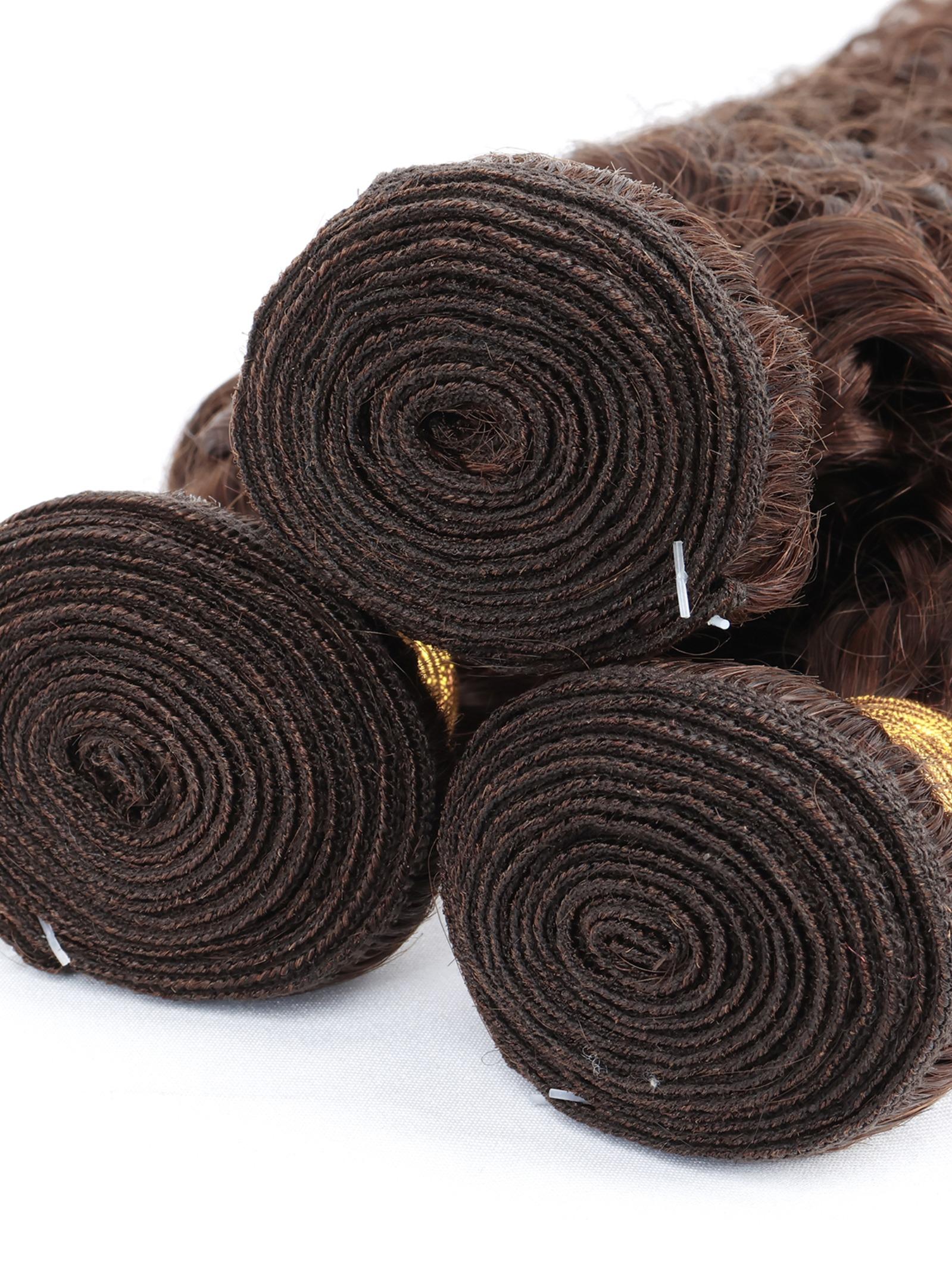 3PCS 4#-JC Jerry Curly Human Hair Bundles, Medium Brown Brazilian Hair