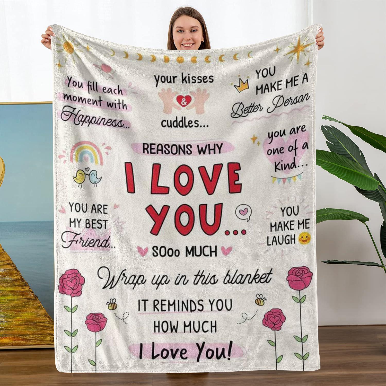 To My Boyfriend Letter Pattern Blanket, Letter Print Blanket, 1 Count Soft Comfortable Throw, Air-Conditioned Room Blanket, Warm Nap Blanket for Home Office, Valentine's Day Gift