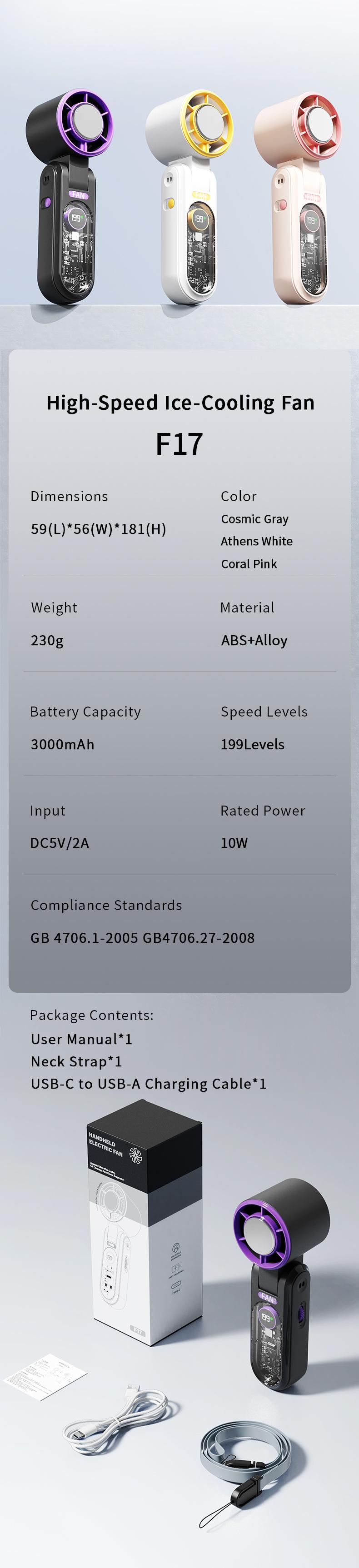 Adjustable USB Handheld Mini Fan, Portable Rechargeable Fan with Display Screen, Compact and Lightweight Design, Ideal for Travel and Home Use