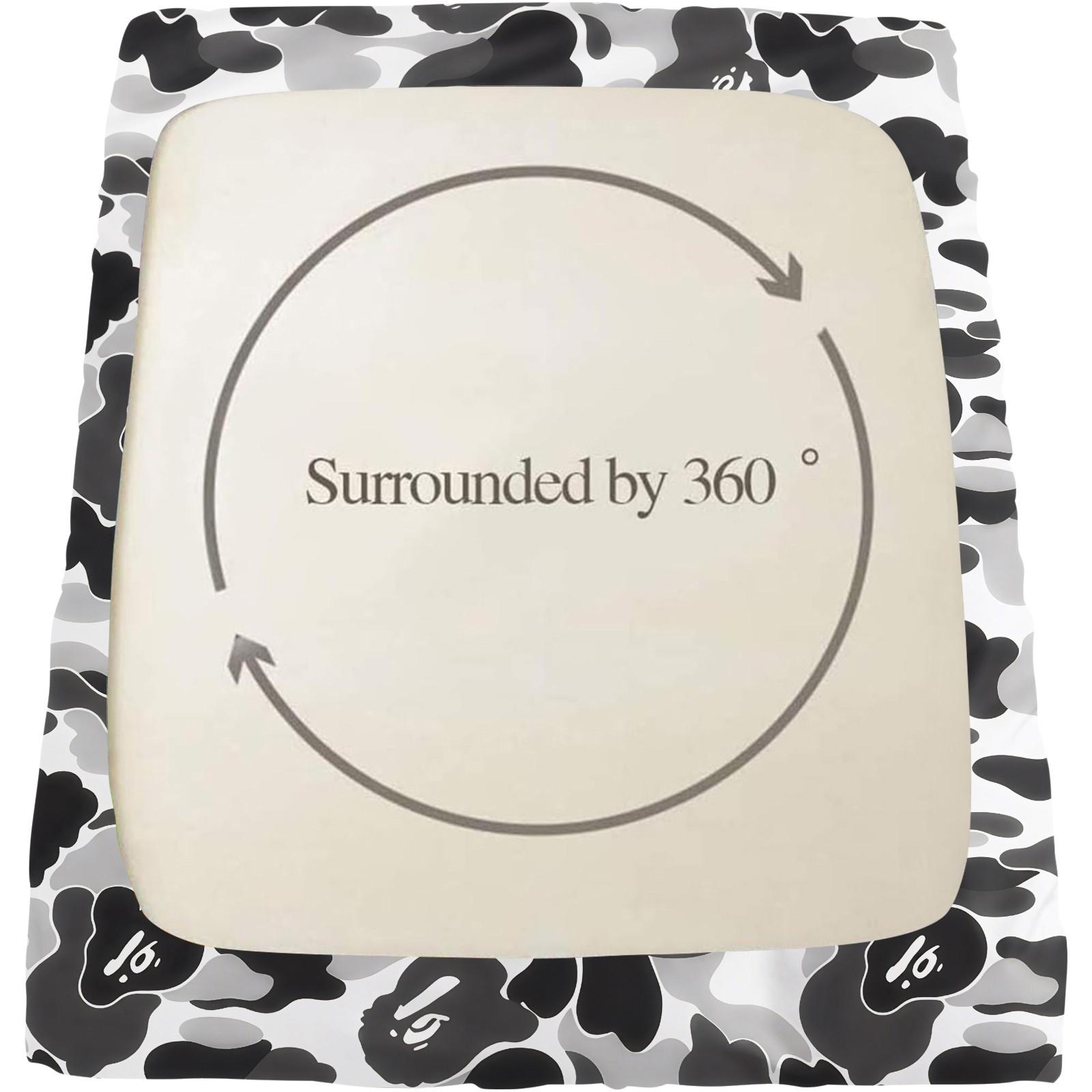 Black-White Camouflage Fitted Sheet Set & 2 Pillowcases No Core, Low-Saturation Camo & Iconic Ape Head Logo, Soft Anti-Slip Wrinkle Resistant, Industrial Hip Hop Style Bedroom Decor, Gift for Fans