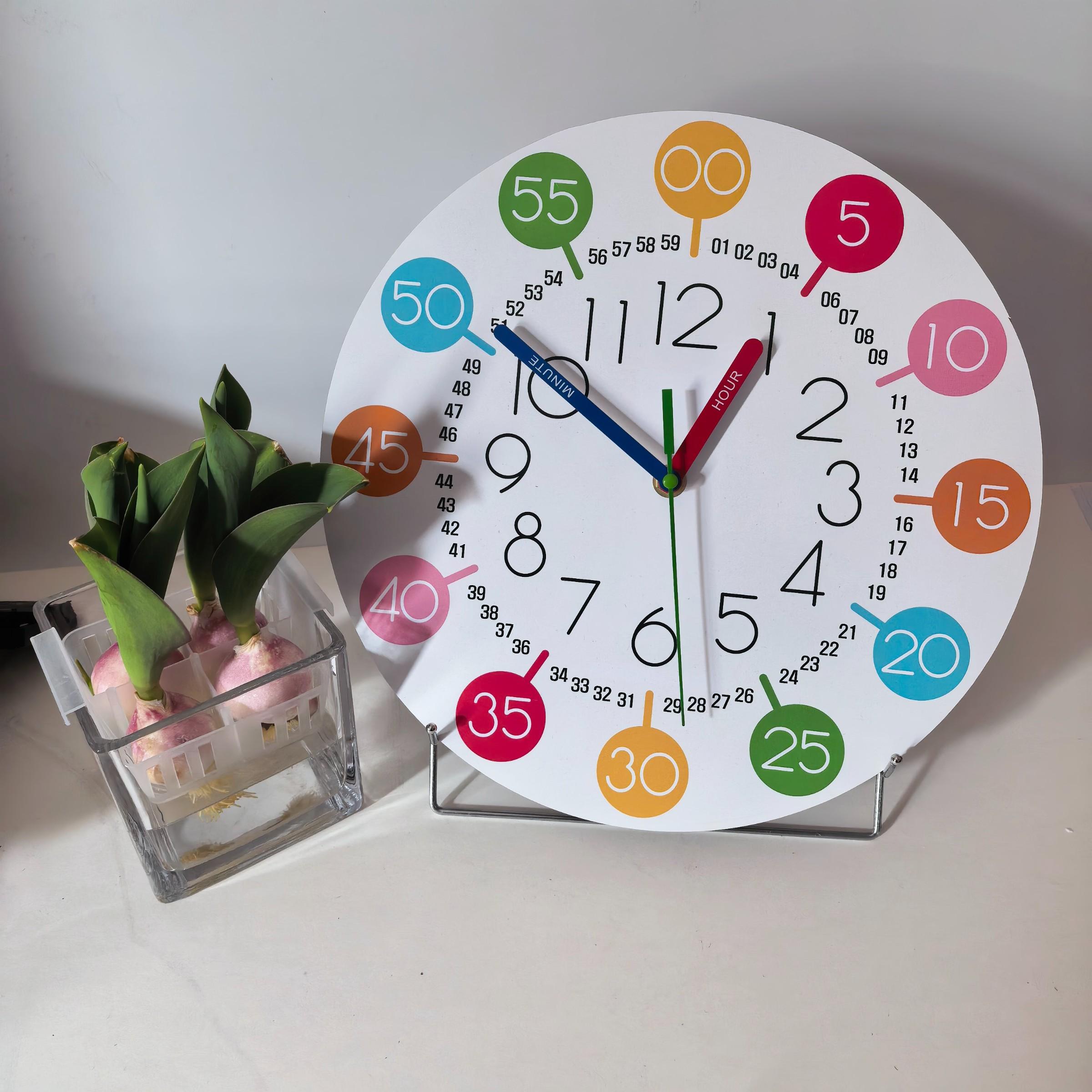 Digital Cognitive Wall Clock, Multicolor Number Disk Design, Ideal Home Office Decor, Educational Time Clock for Classroom Family Office Use