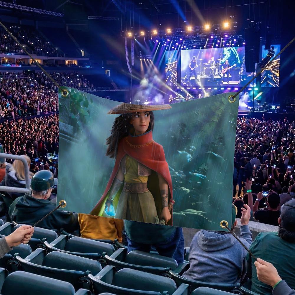 R-Raya and the Last Dragon CARTOON Flags Multi Size Atmosphere Flag, Cheerleading Hand Pulled Banner, Portable Outdoor Event Flag & Wall Decor for Sports, Parties, Home and Room Decoration