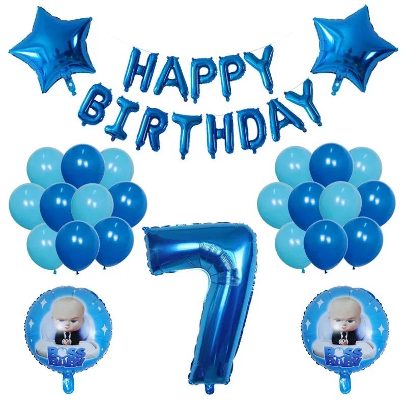 Boss Baby Birthday Aluminum Balloon Party Set Cartoon Digital Birthday Decoration