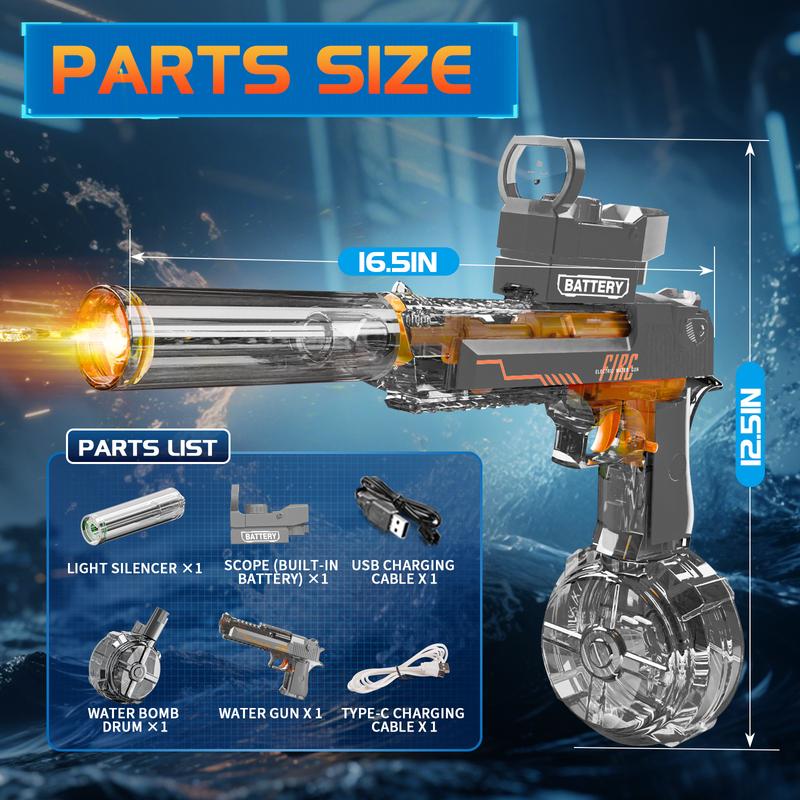 Electric Water Gun for Kids Adults - Automatic Squirt Gun With up to 32 Ft Long Range, Summer Outdoor Beach Swimming Pool Party Super Soaker Toys, Gift for Kids Age 8 9 10 11 12 Years Old Boys