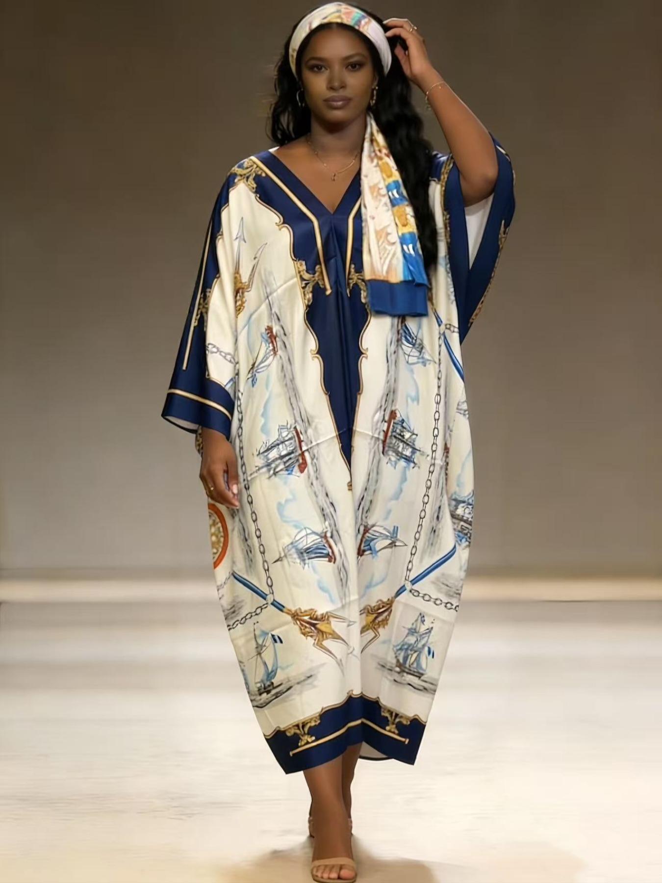 2-piece set woman‘ s Boho Kaftan Beach Cover Up  – Oversized Maxi Dress Beachwear for Summer Vacation & Resort Wear ✨