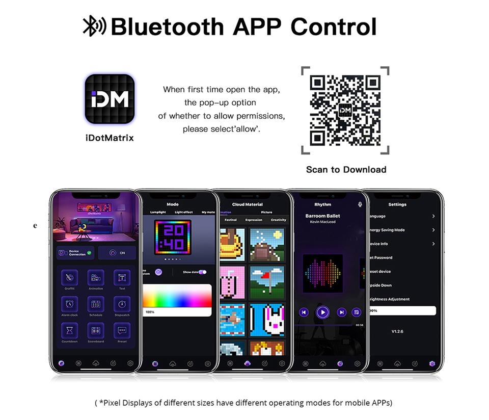 Programmable LED Pixel Matrix Display,DIY Art Animation Screen with App Control,5V for Home/Office Decor Gift Christmas/Birthday