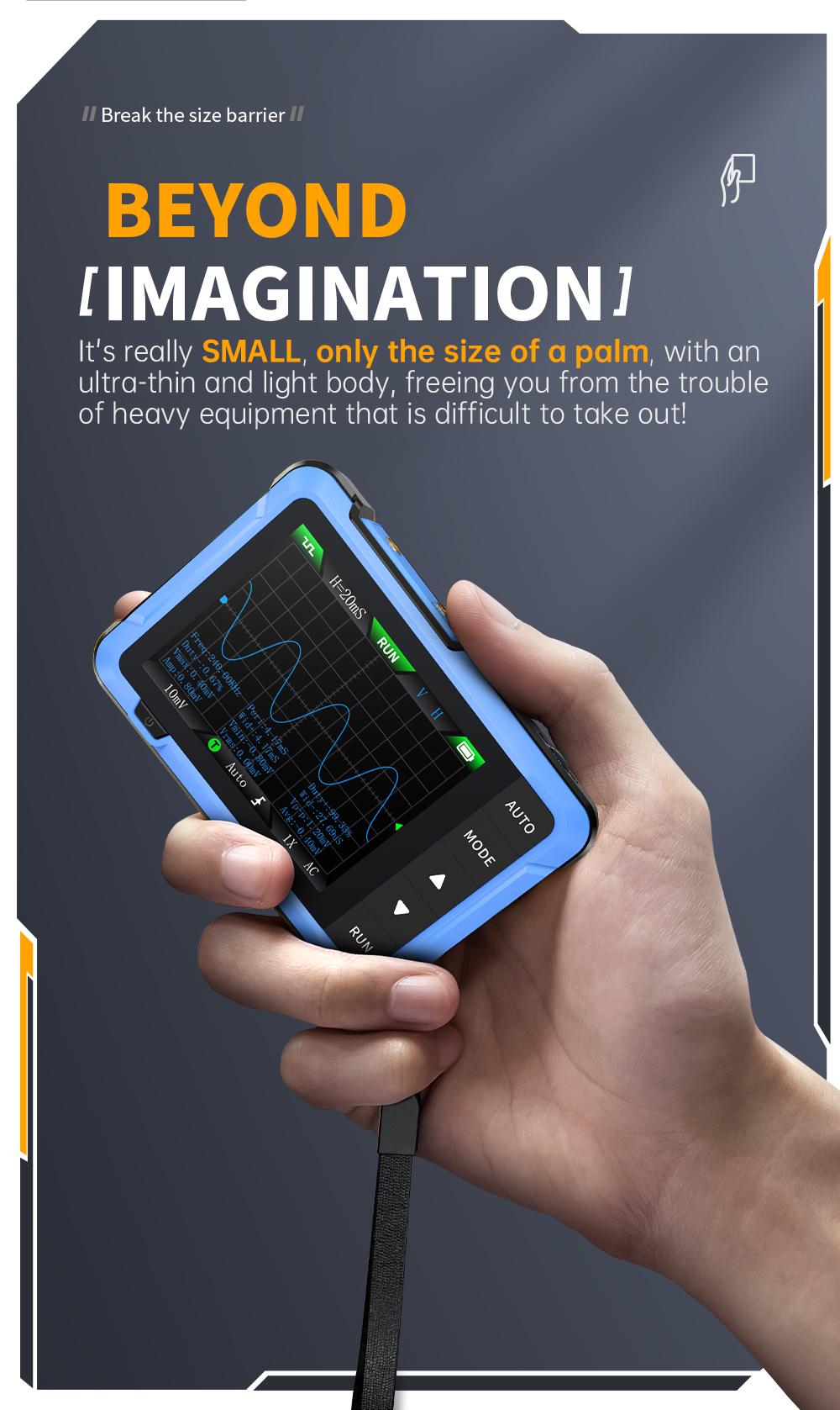 FNIRSI DSO-510 Handheld Oscilloscope/DDS Signal Generator 2 in 1  Digital Portable Automotive Oscilloscope 2.8 inch TFT  10MHz Bandwidth  48MS/s Sampling Rate  Trigger Function Auto/Nomal/Single