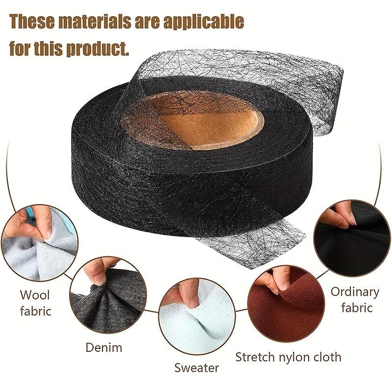 64meter Dual-Sided Adhesive Binding Tape, Iron-On Seams for Sewing DIY Patchwork, Durable Polyester Fabric, Clothes Edges Repair Tool