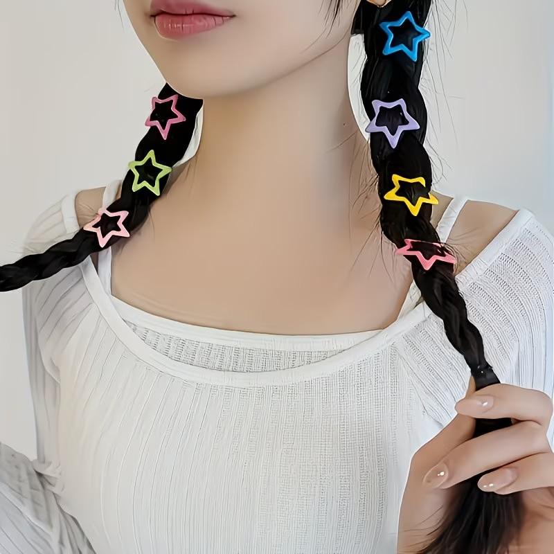 30 Random Color Star Hair Clips, Sweet Cute Design, Protects Hair, Daily Versatile Use, Fashionable Girl's Hair Accessories