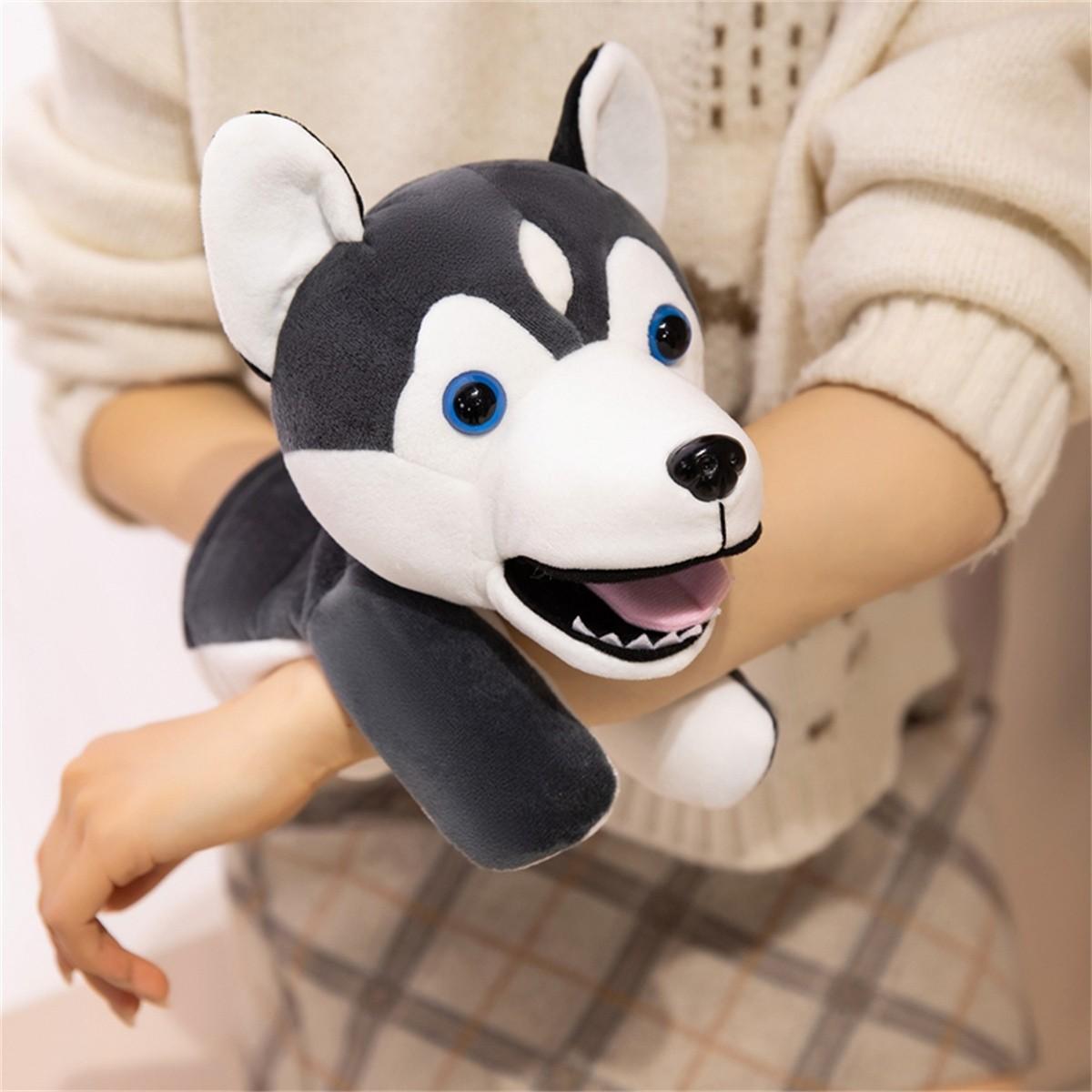 25cm/9.84inch Puppy Hand Puppet Series Plush Toys, soft and fluffy stuffed animals, Dalmatian/Little Yellow Dog/Husky/Corgi, suitable for parent-child interaction, pretend play, role-playing, classroom props, birthday gifts, party games, graduation season