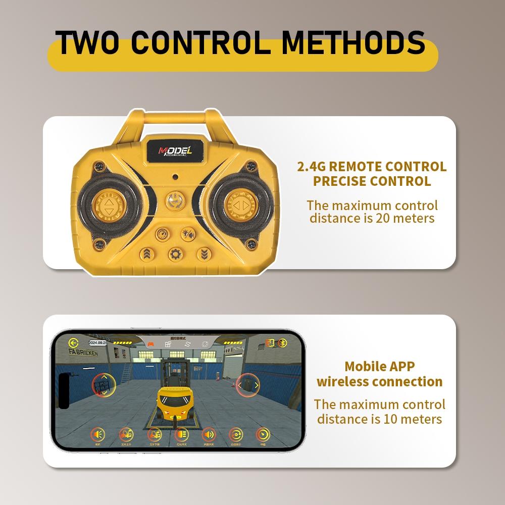 1:64 Remote Control Engineering Vehicle, Alloy Body with Lights and Sound, APP-Controlled, Christmas Gift for Boys and Girls
