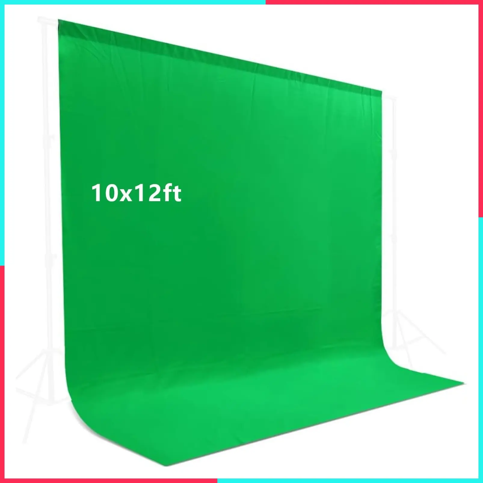 10x12ft Green Screen Backdrop for Photography, Chromakey Polyester Collapsible Greenscreen Background for Streaming, Zoom Meeting, Video Editing, Podcasting