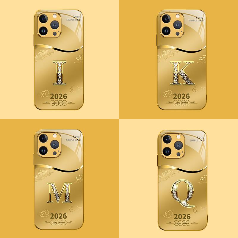 Suitable for [iPhone 13 Pro Max] high-end phone case🤩，choose from 26 letters of the English alphabet, each with an exquisite auspicious cloud pattern to bring you good luck YM99