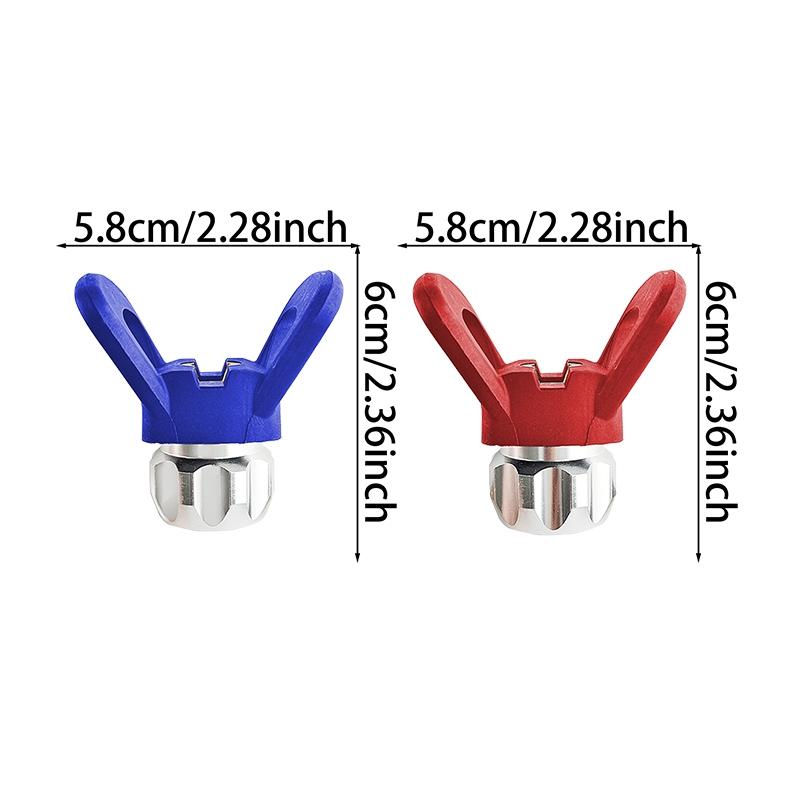 4 Pcs Airless Sprayer Nozzle Base, Airless Spray Gun Assembly Painting Nozzle Tool, Universal Replacement Parts Compatible with Airless Sprayer Paint, Spray Nozzle Tips (Includes 2 Red Nozzle Bases + 2 Blue Nozzle Bases)