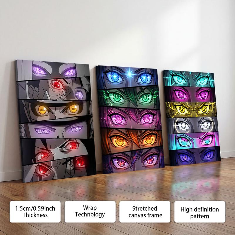 Windows To Other Worlds, Framed. 3 Stretched Canvas Prints Of Iconic Anime Character Eyes. For The Ultimate Weeb Shrine Or Artist‘S Studio. #Animeeyes #Weebcave Art Wall Decoration