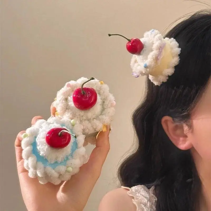 Cute Lolita Lace Cherry Cake Hair Clip – Sweet Kawaii Coquette Hair Bow & Barrettes, Soft Girl Aesthetic Hair Accessories for Daily Wear, Aesthetic Birthday Gift for Girls Teens