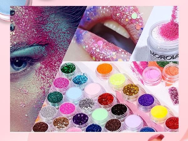 Morovan Blossom Series Acrylic Nail Kit with UV Lamp 4Colors Gel Polish 12Glitter Powder Complete Tools for Beginners Manicure Cuticles