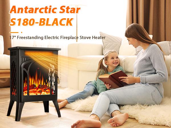 【Fall Deals For You】16 Inch Electric Fireplace, Freestanding Fireplace Stove with 3D Flame Effect, Small Electric Fireplace Heaters for Indoor Use with Remote, Temperature Adjustment, ETL Certified, Black…