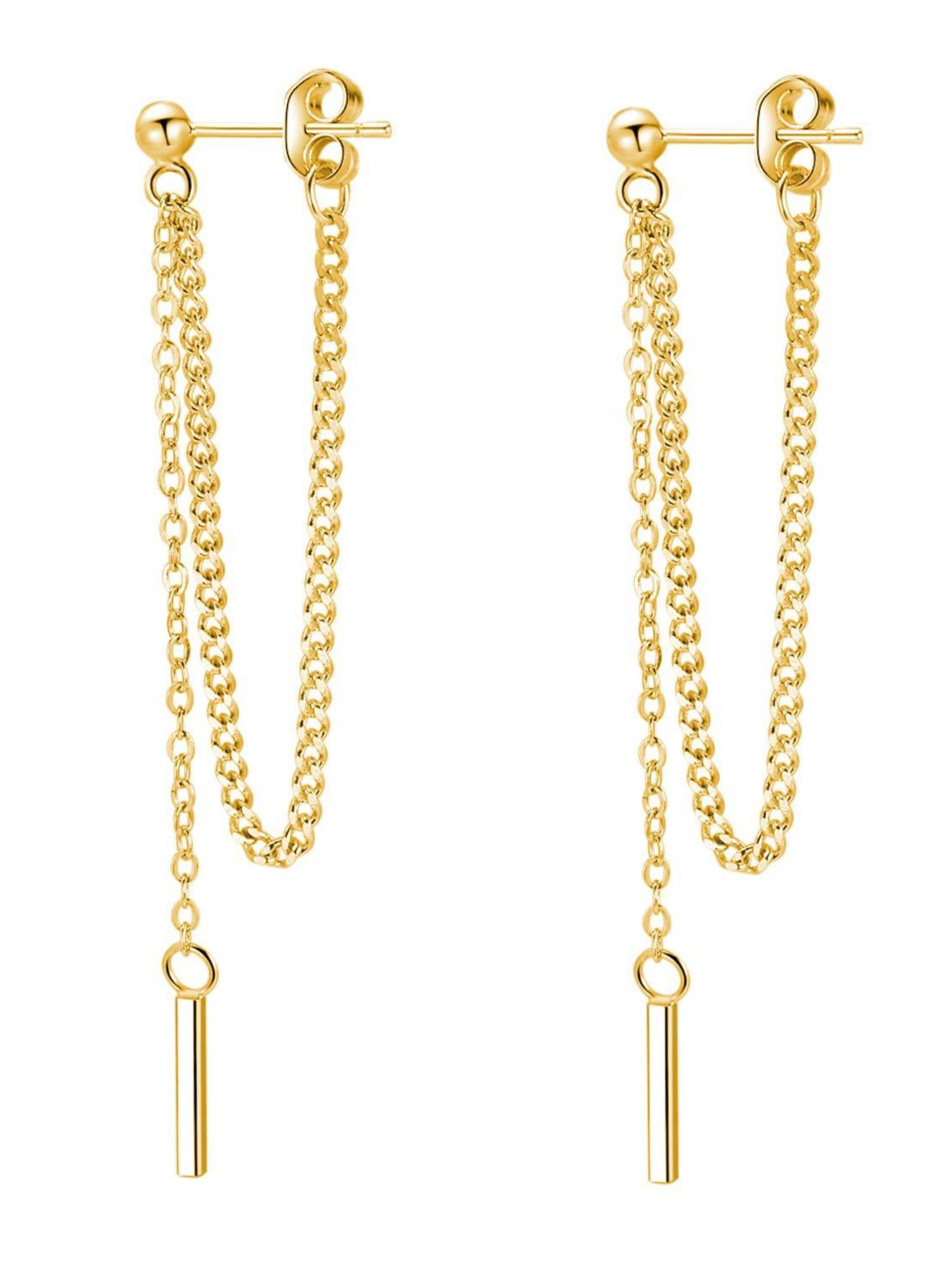 Long Tassel Earrings Stainless Steel Fashion Jewelry for Women Titanium Steel Long Bead Tassel Earrings, Stylish Accessory