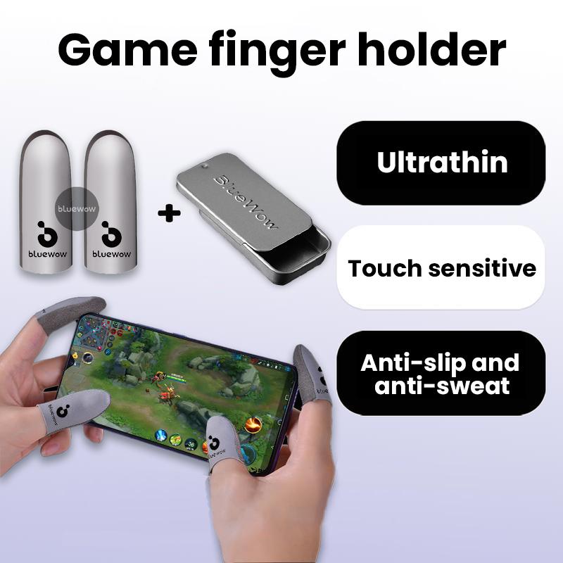 BlueWow Superconductive Silver Fiber Gaming Finger Sleeves Ultra-Stretchy Durable High Sensitivity Sweat-Proof Protection Thumb Grip for Mobile Game Controller
