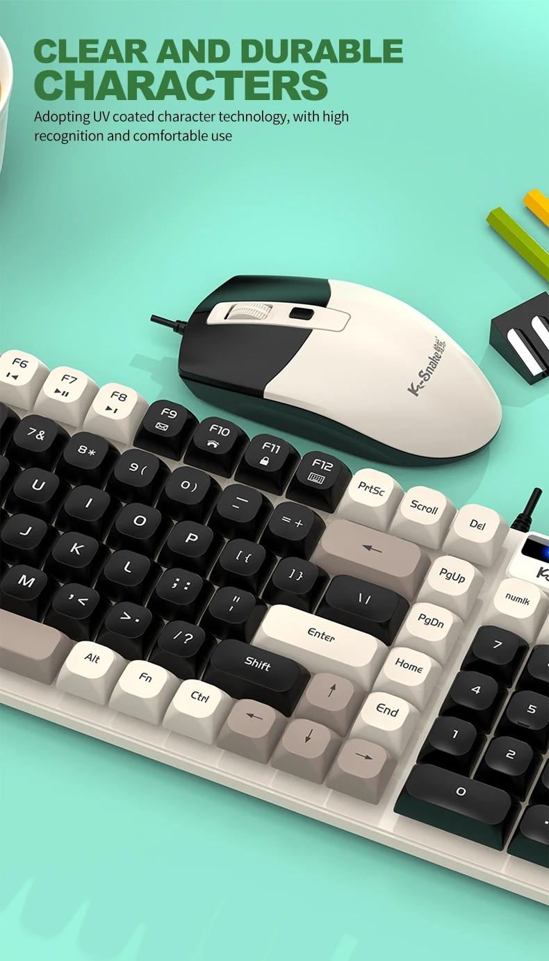 Km100 Wired Keyboard Mouse Set, Mouse Combo, Home & Office Use, USB Interface, Compatible with Windows System, Fashion Color Block Gift