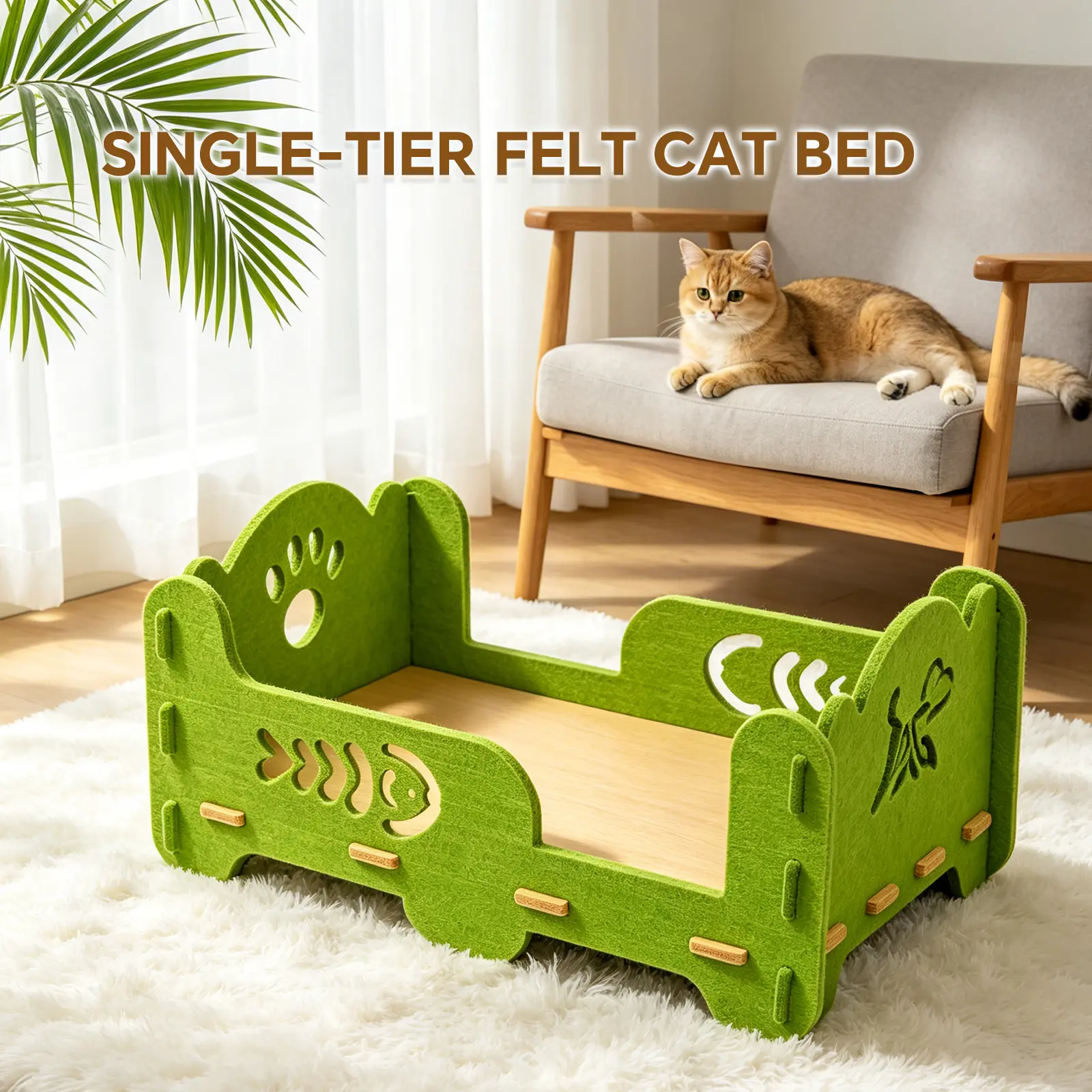 Soft Felt Detachable Assembled Cat Hideaway - Cozy Kitten Condo, Single-Layer Bed & 2-Tier Cave House for Indoor Small-Medium Cats, Warm Resting Space