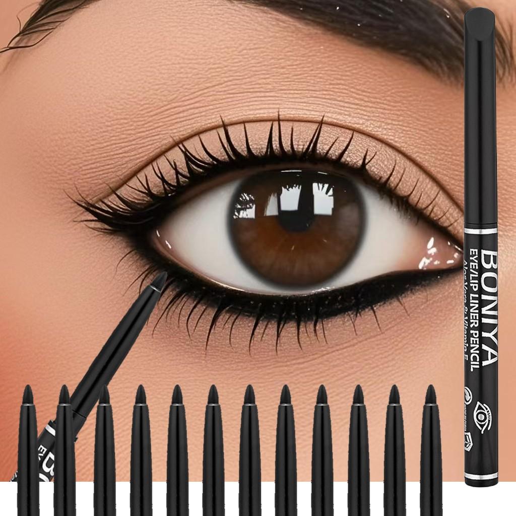 12pcs Smooth Eyeliner Pencil Set, Waterproof and Sweatproof Long-Lasting Eyeliner (12 Pieces), Single Item Pack
