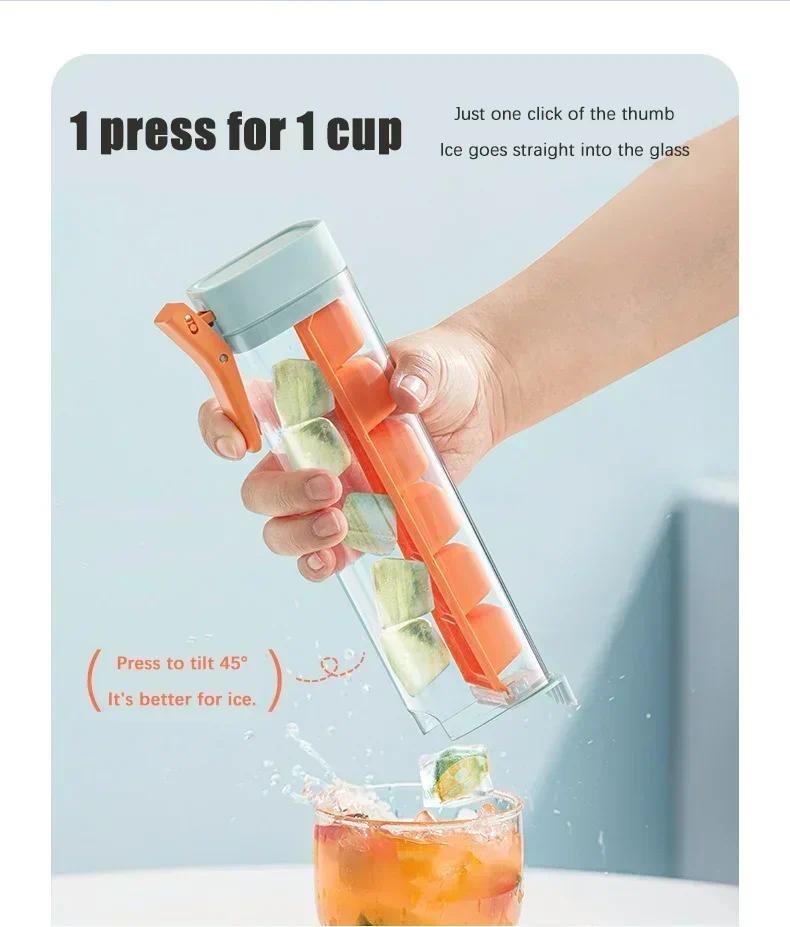 6 Grid Square Ice Cube Tray One Hand Press Silicone Ice Maker Mold Easy Release for Drinks Cocktails Home Kitchen