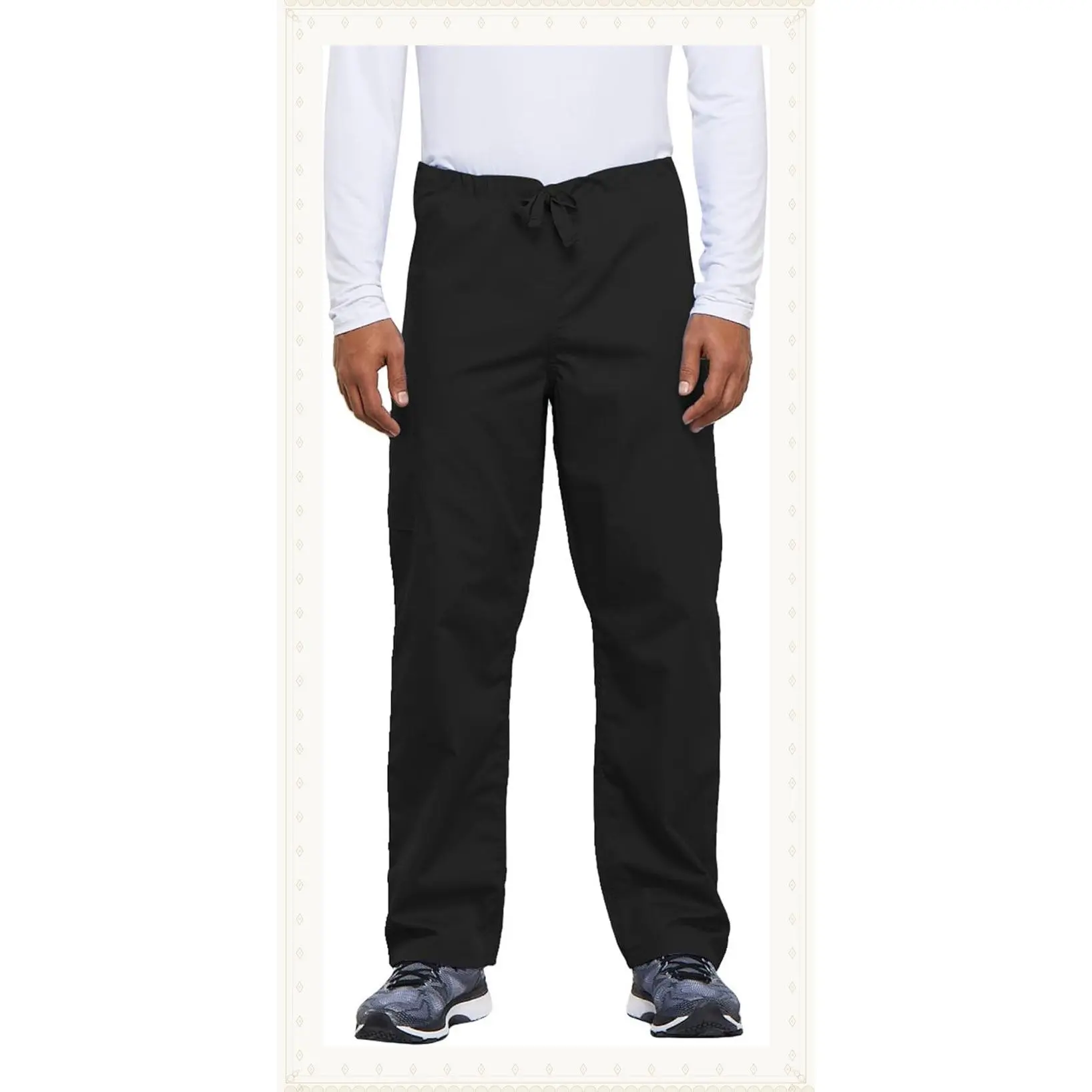 Unisex Drawstring Cargo Scrub Pants for Men & Women - Straight Leg Medical Nursing Uniform Bottoms - 4100Gift