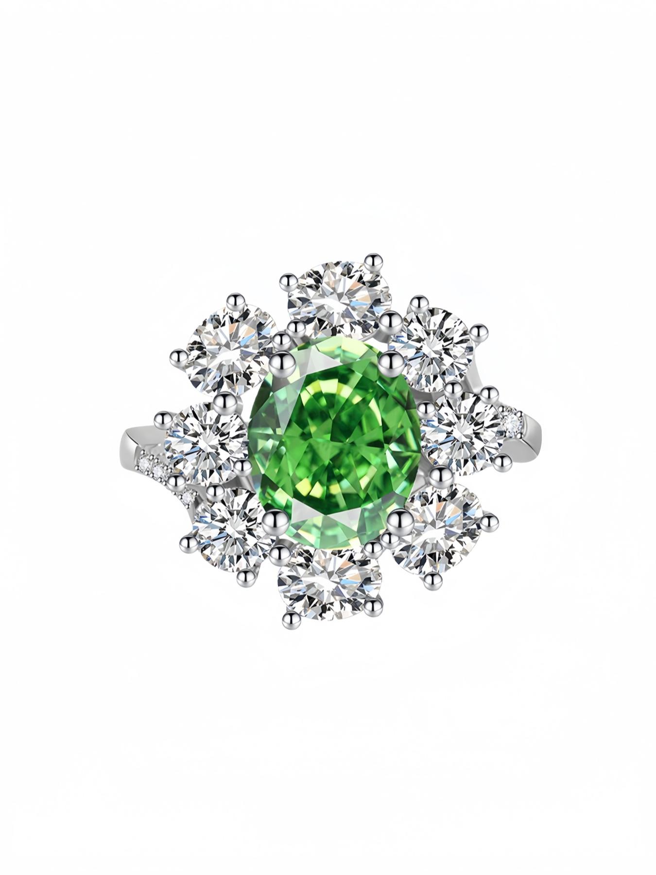 Wild Green Wreath Beloved Ring, versatile light luxury ring with sparkling pink ice-cut gems. Elegant band ideal for dates, daily outfits, vacations and formal dinners.