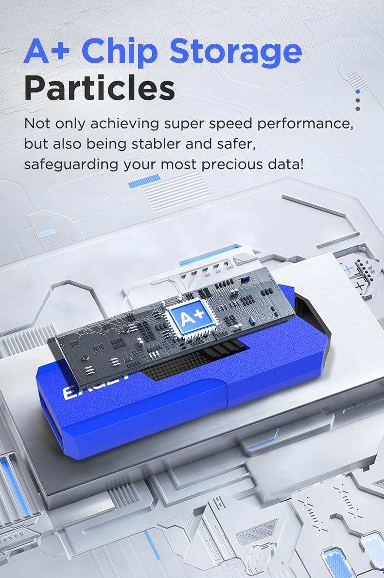 EAGET USB3.2 Flash Drive USB Stick Drive Usb Flash Drives 1 Pack, 32G/64G/128G Blue Yellow ABS Sliding Cap, 100MB/s Read Shockproof A+ Chip Fast Transfer, For Students Office Staff, Windows Mac Linux Laptop Desktop-Portable Data Storage Thumb Drive Gift